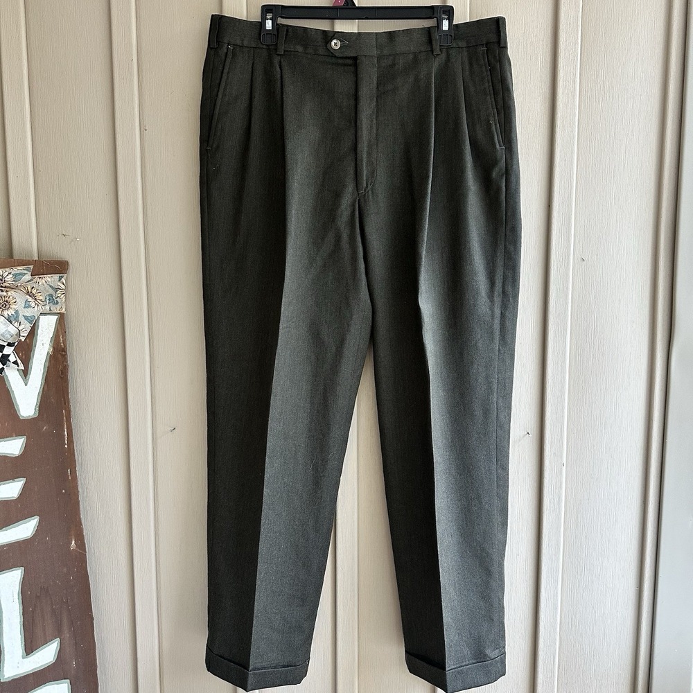 Lord Taylor Kensington Collection Wool Slacks USA Dress Pants Cuffed Mens 36